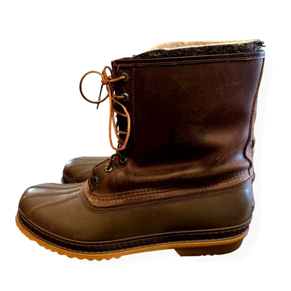 Sorel Mens Ice Pac Brown Insulated Winter Duck‎ Boots 13 Made in Canada Outdoors